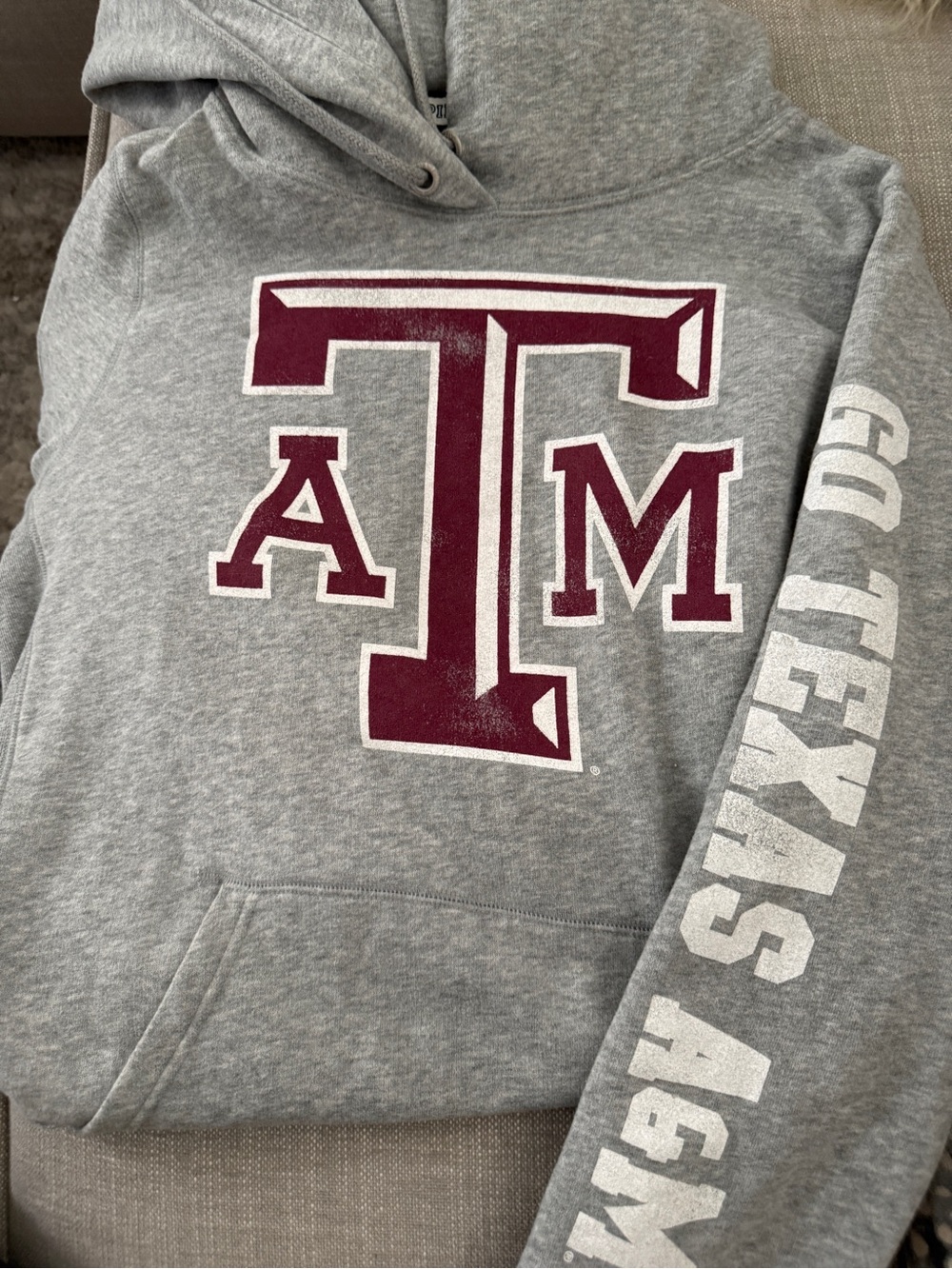 Victoria's Secret PINK Texas A&M Gray Hoodie Sweatshirt Soft Size Large
